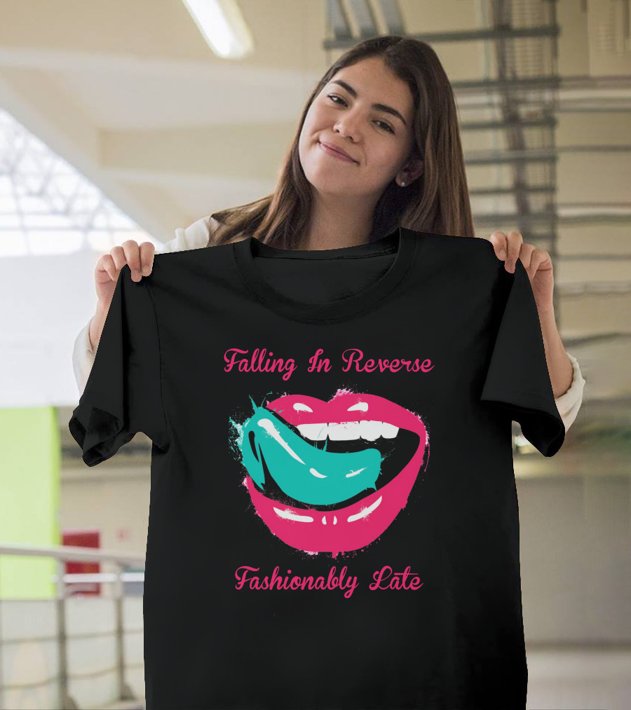 Falling In Reverse Fashionably Late Neon Lips T-Shirt
