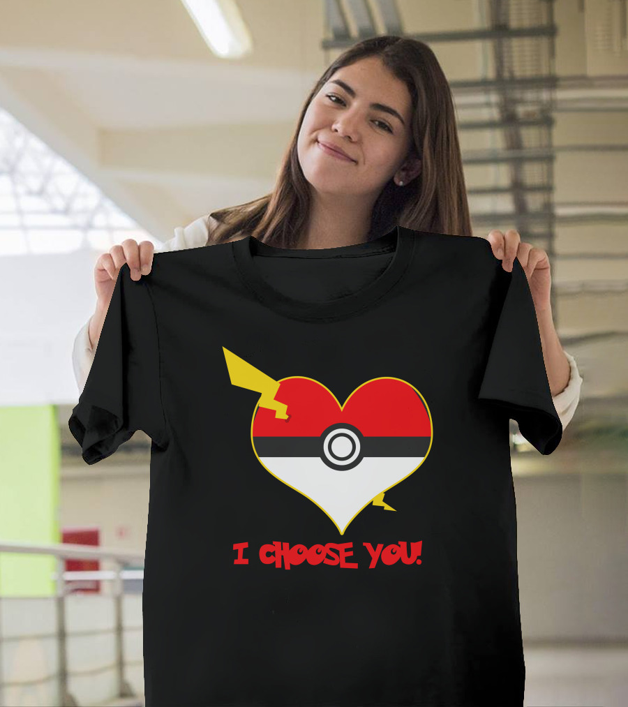 I Choose You Poké Ball Heart with Lightning Bolt T-Shirt