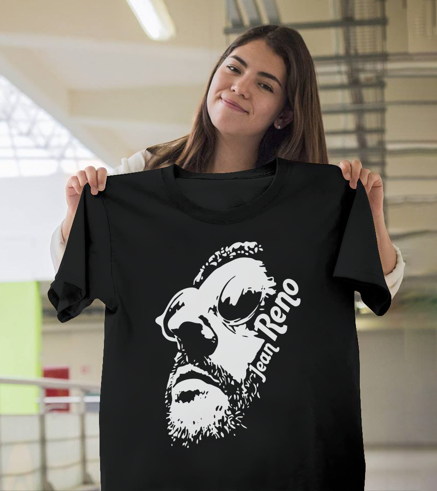 Jean Reno Black and White Graphic Profile with Text T-Shirt