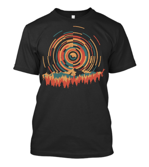 The Geometry Of Sunrise Rings Over Forest T-Shirt