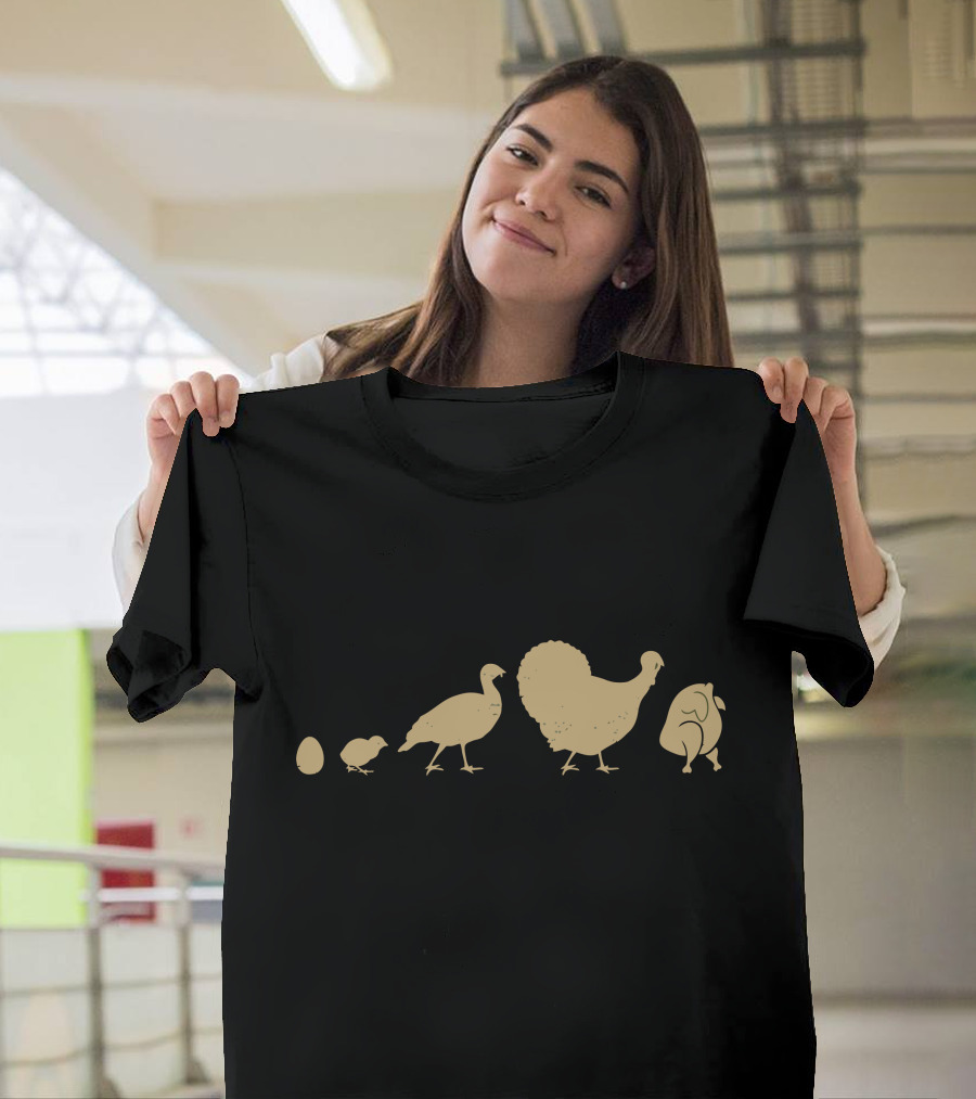 Turkevolution Evolution Stages From Egg to Cooked Turkey T-Shirt