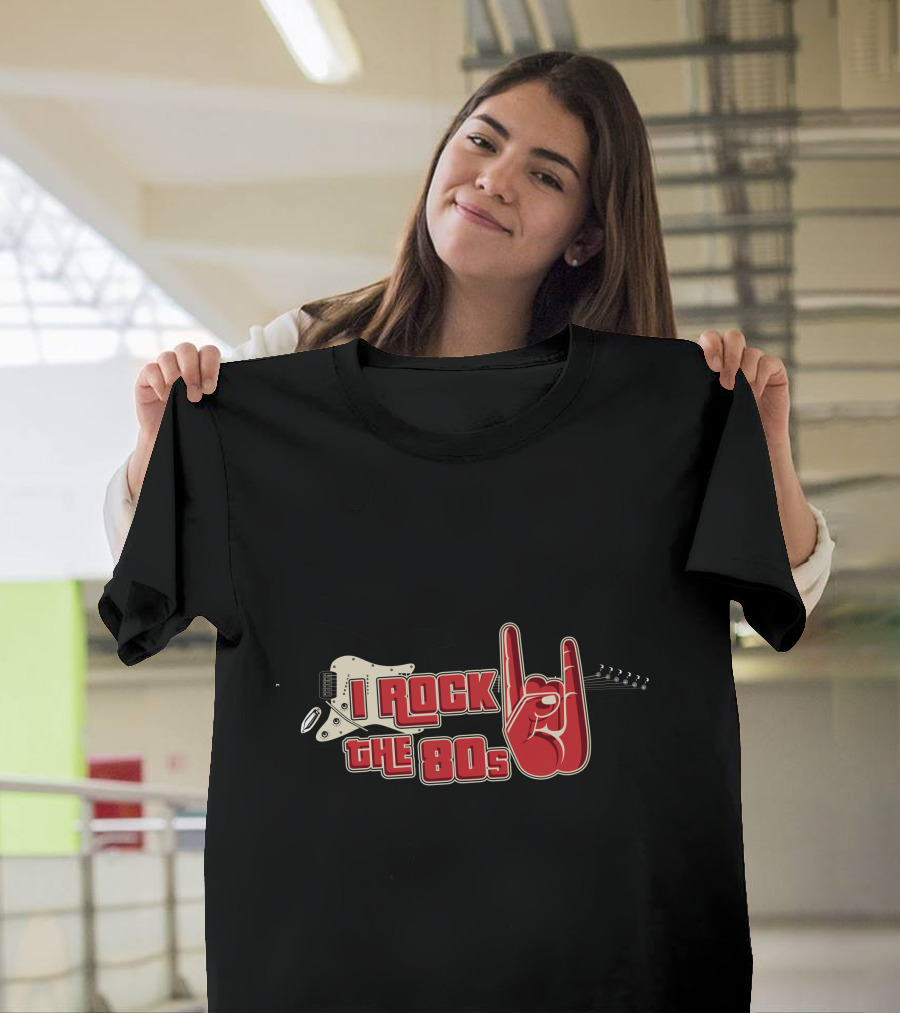 I Rock The 80s Electric Guitar Red Hand Sign T-Shirt