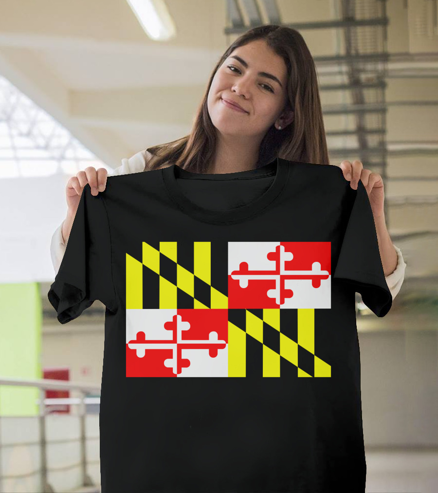 Maryland Flag Black and Gold Red Cross T-Shirt