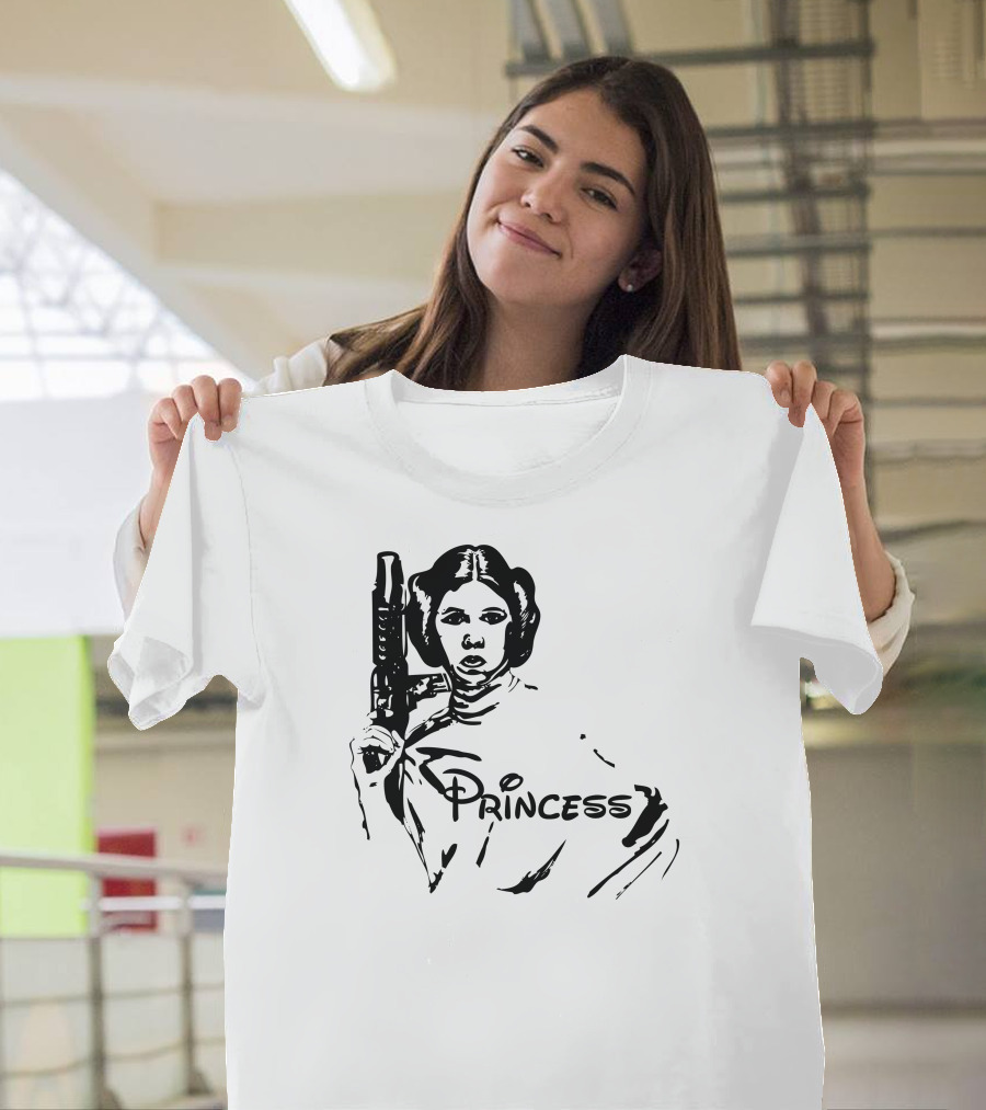 Princess Leia Holding Blaster Sketch T-Shirt