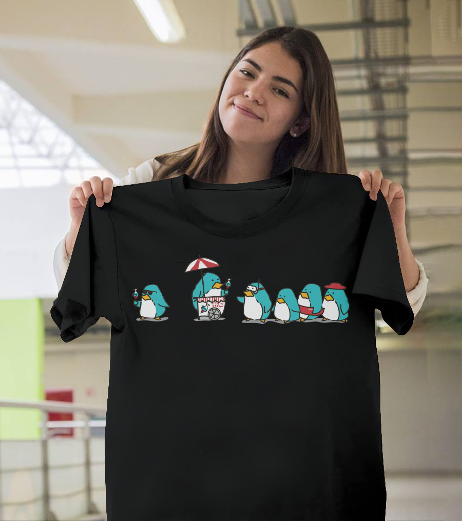 Penguins with Ice Cream at the Fishy Ice Cream Cart T-Shirt