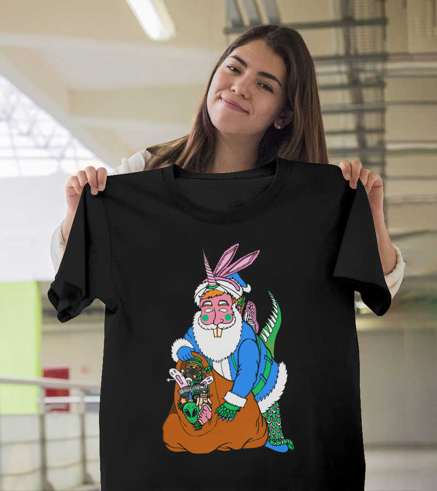 Figments Of Imagination Santa Rabbit Unicorn Dragon T-Shirt