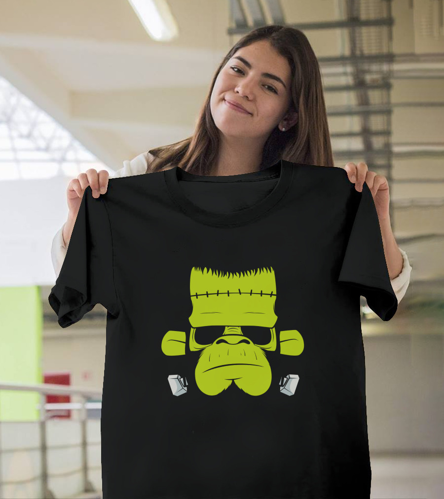 Monkenstein Frankenstein Monkey Face Halloween Costume T-Shirt