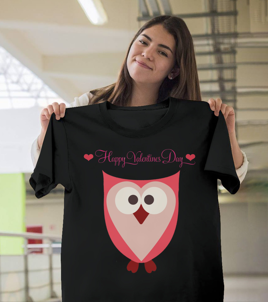 Happy Valentines Day Owl Say Valentine T-Shirt
