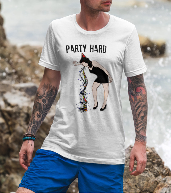 PARTY HARD Confetti Streamer Burst Celebration Accident T-Shirt