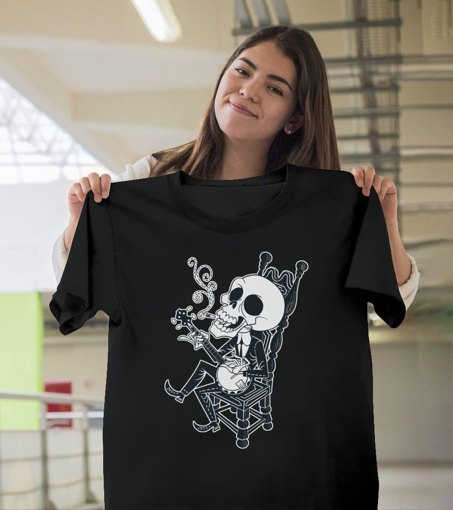 Skeleton Playing Banjo Smoking Cigar T-Shirt