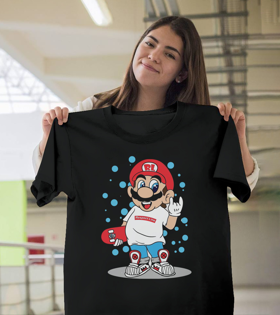 Respect Line RL Skateboard Character with Red Cap and White Gloves T-Shirt