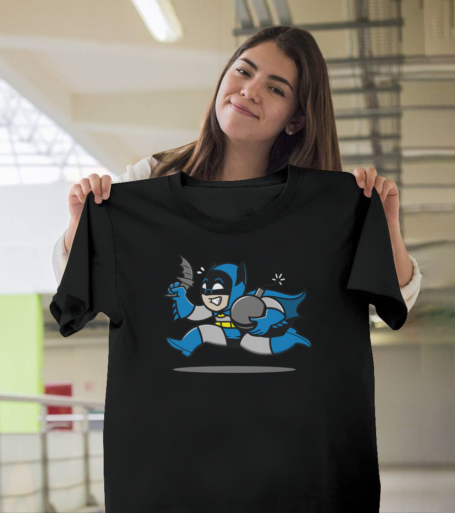 Rich Uncle Batarangs Cartoon Running Hero with Batarang and Sack T-Shirt