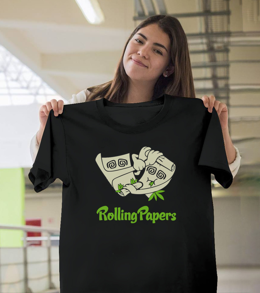 Rolling Papers Cannabis Leaf Scrolls T-Shirt