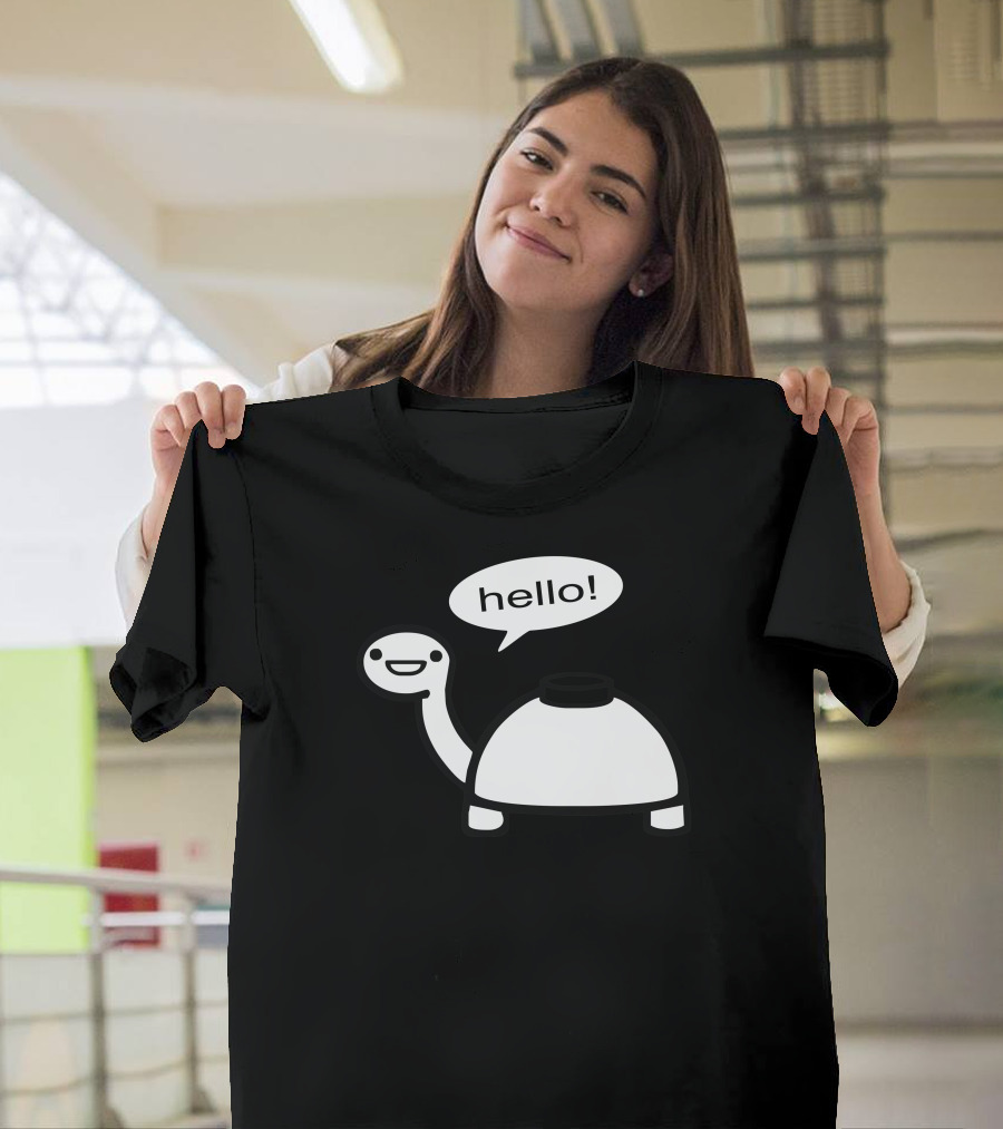 Mine Turtle Hello Speech Bubble Iconic Character T-Shirt