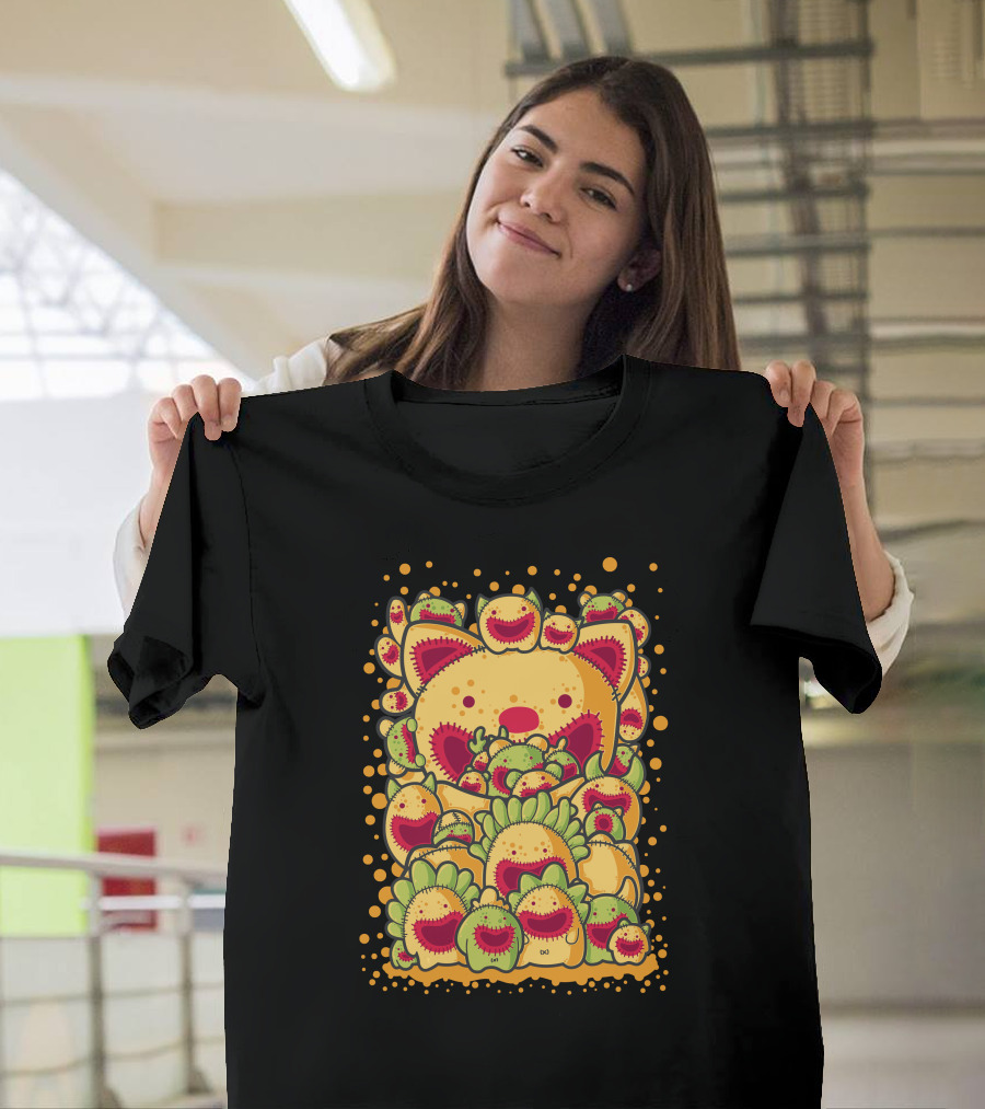 Dools Cute Cat Surrounded by Smiling Avocados T-Shirt