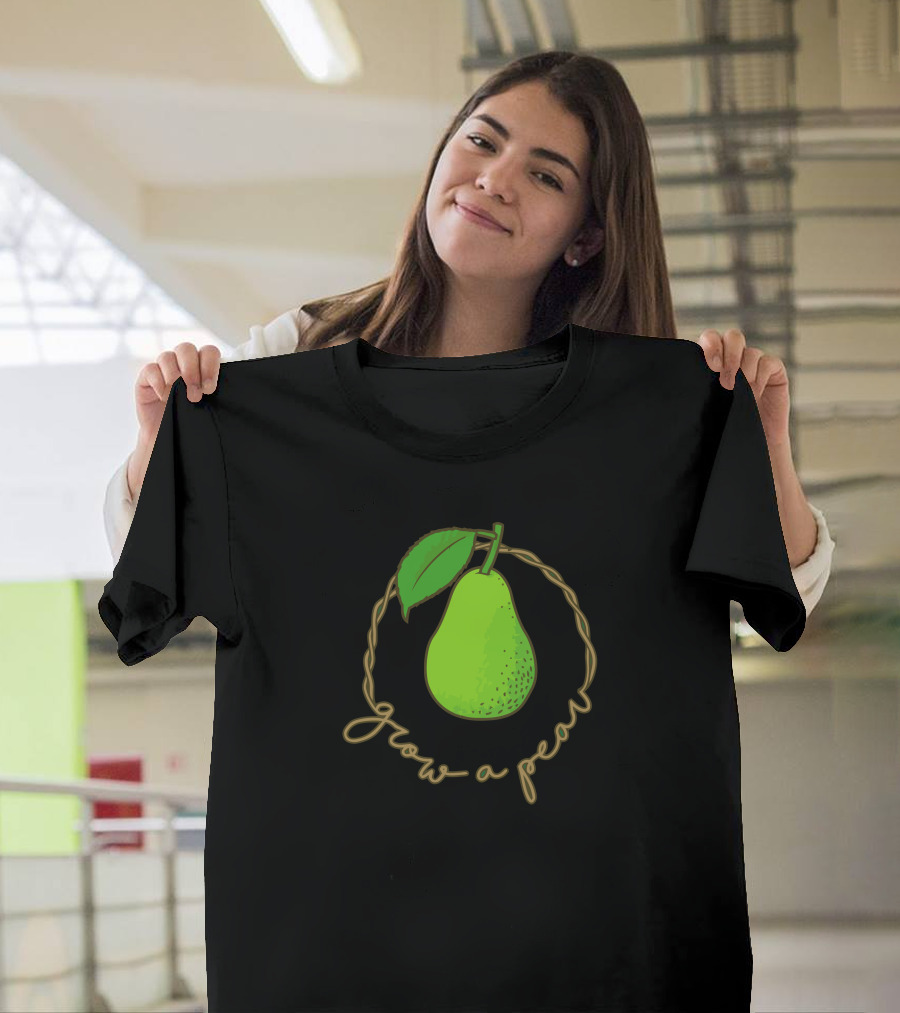 Grow a Pear Green Fruit with Leaf Circle T-Shirt