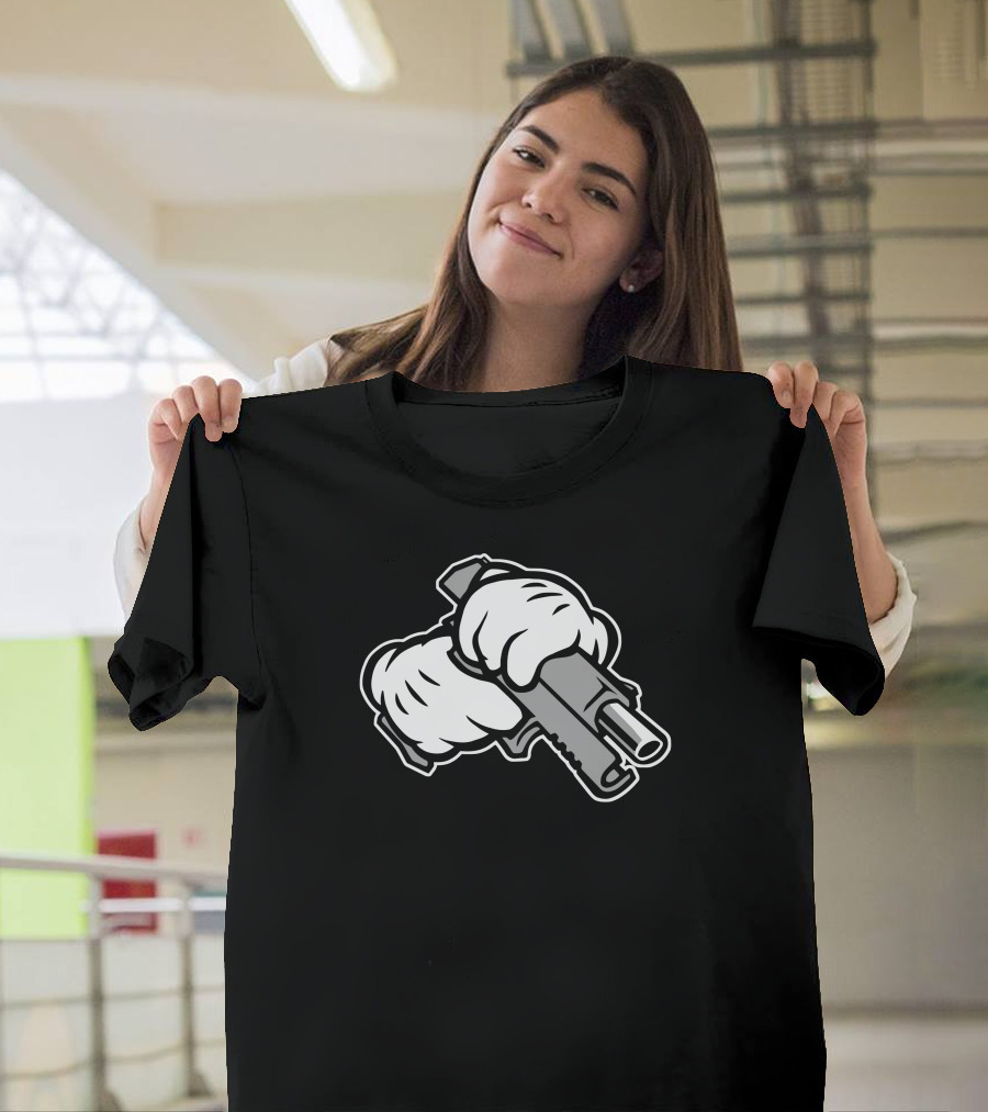 Sniper Cartoon Gloves Holding Gun T-Shirt