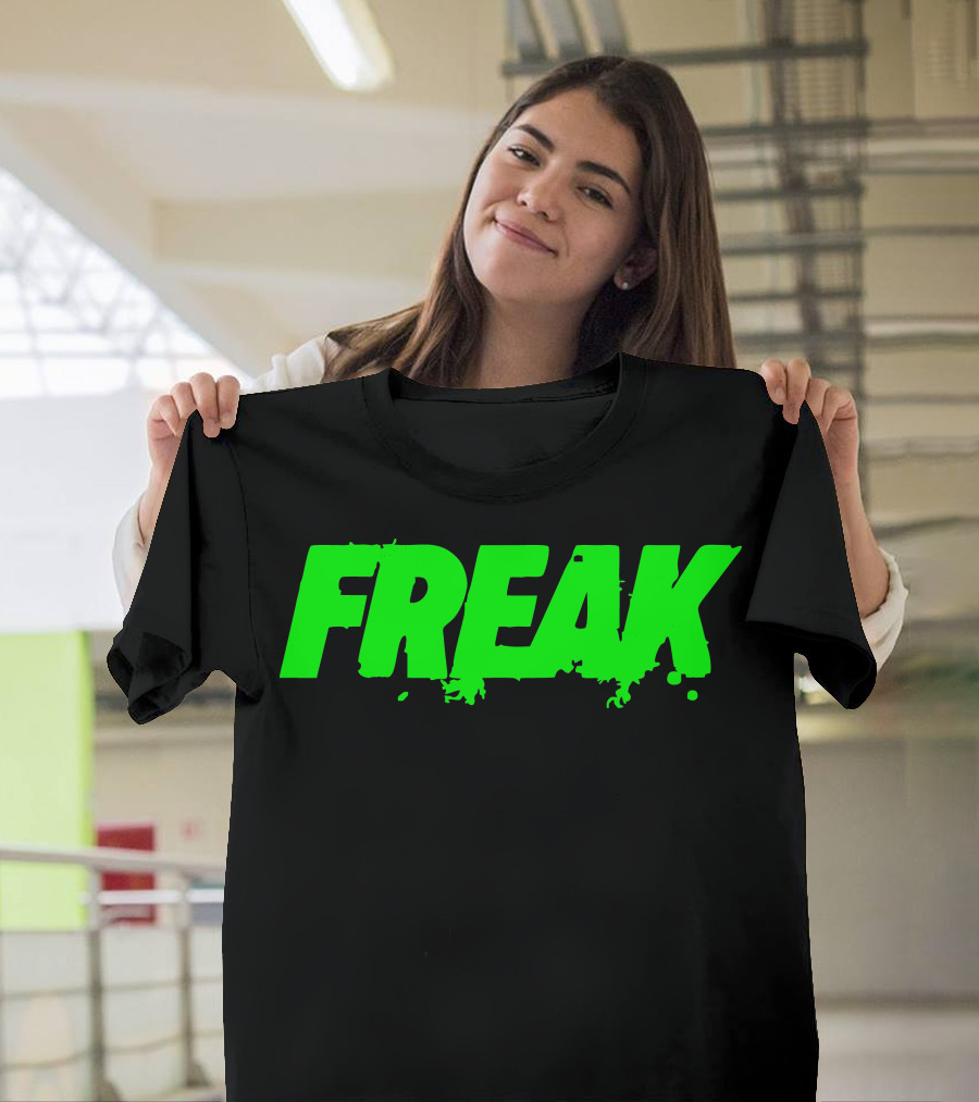 Freak Neon Green Splatter Text T-Shirt