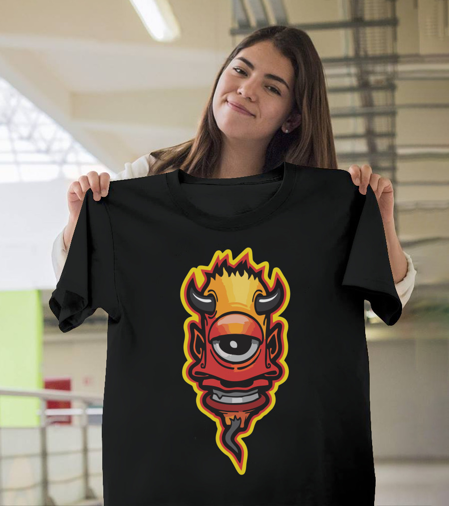 Cyclops Monster Freak Fiery Horned Mask T-Shirt