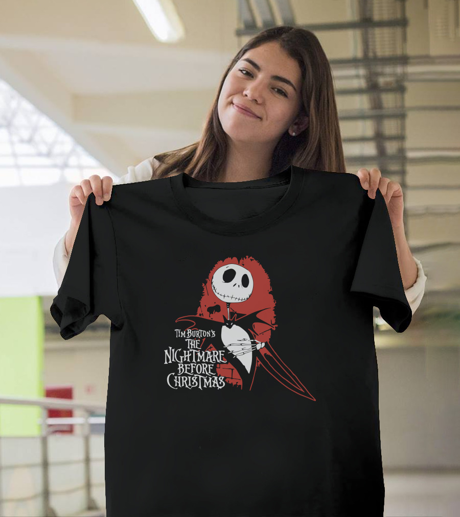 Tim Burton's The Nightmare Before Christmas Dark Love Jack Skellington Red Heart T-Shirt