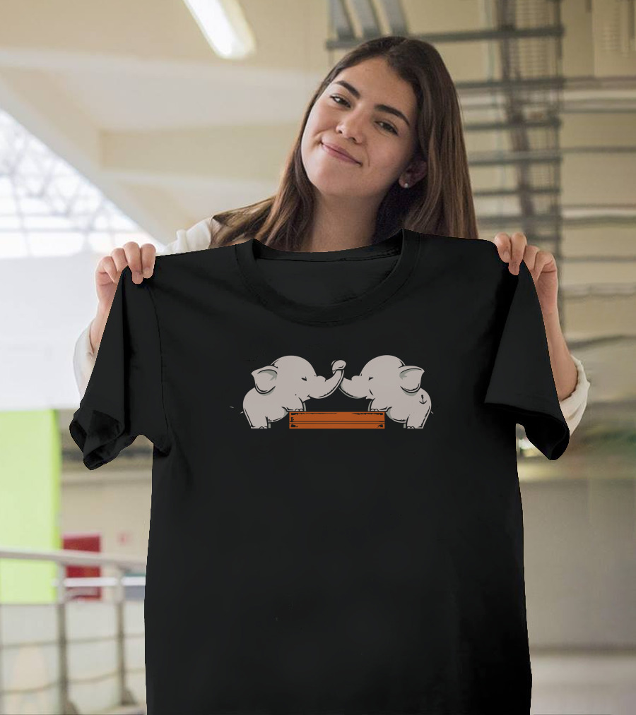 Elephant Trunk Arm Wrestling Contest with Orange Platform T-Shirt