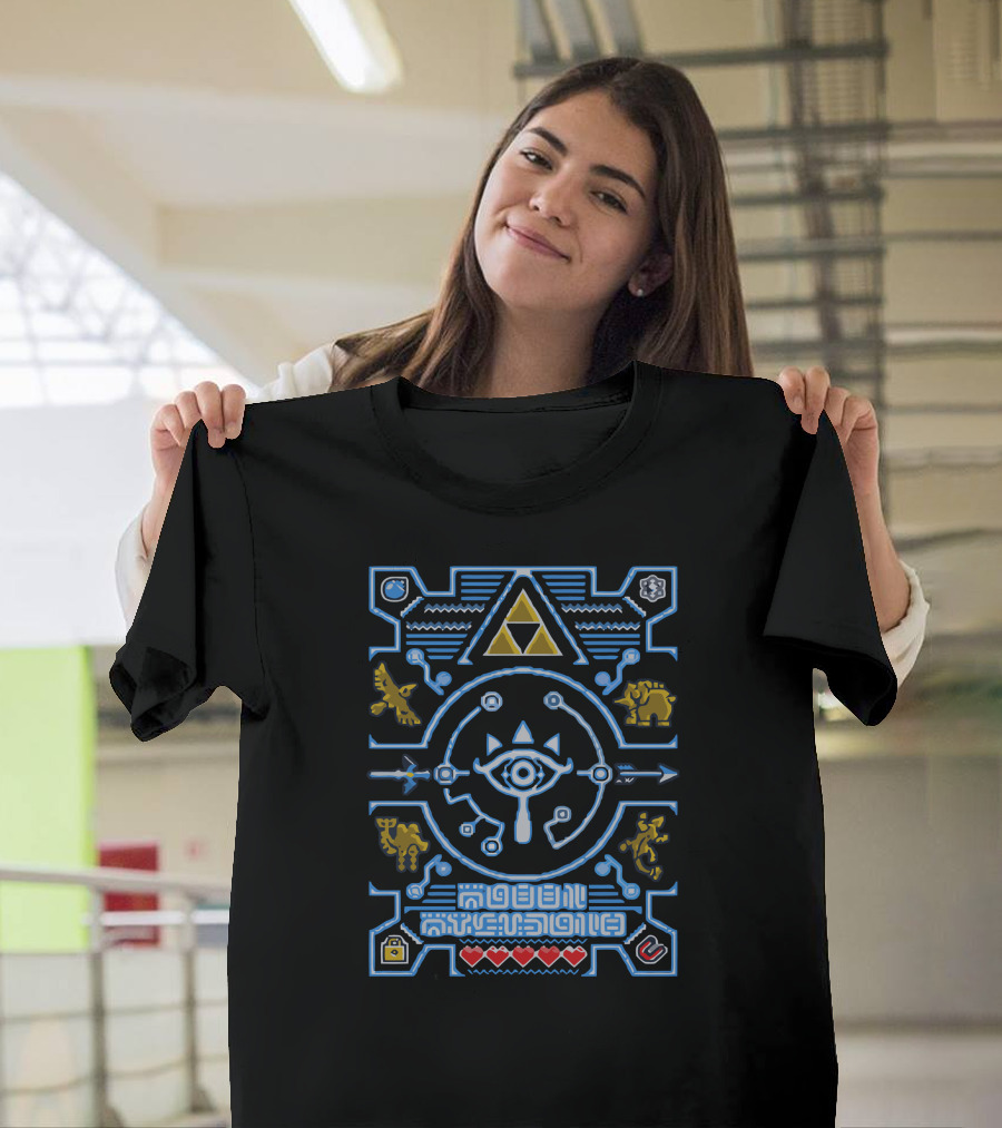 Ugly Sheikah Triforce Eye Symbol with Hyrule Creatures T-Shirt