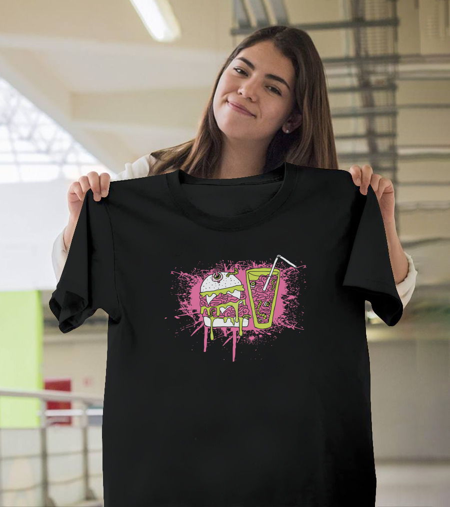 Zombie Burger Brain Splatter Drink Combo T-Shirt