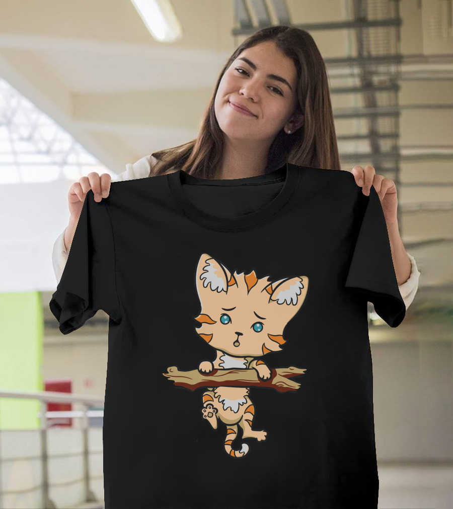 Keep Holding On Cat Hanging From Branch T-Shirt
