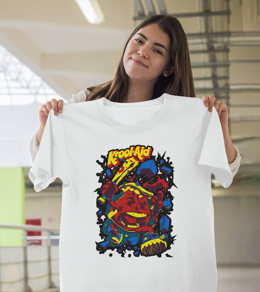 Krool Aid Rampaging Cartoon Bat Smash Explosion Comic T-Shirt