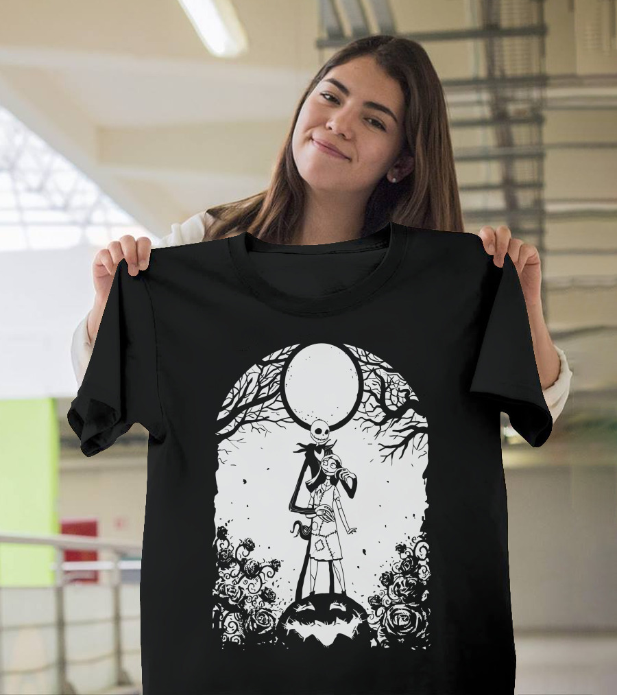 The Nightmare Before Christmas And Sit Together Now And Forever Jack and Sally Moonlit Scene T-Shirt