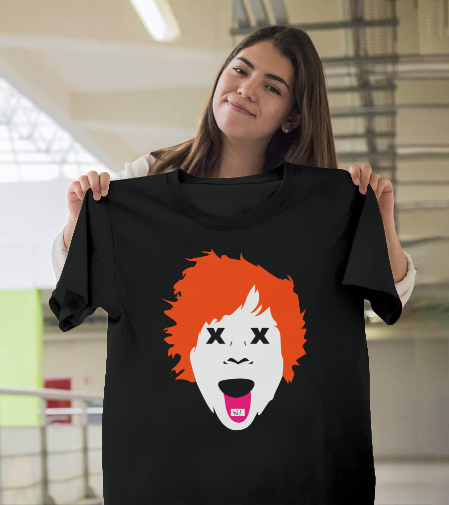 Ed Sheeran X Face with Bright Hair and Hi Tongue Expression T-Shirt