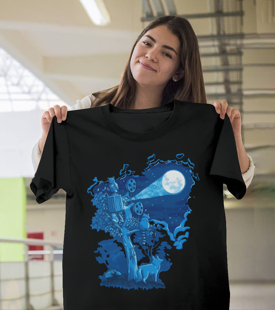 Night Sky Projector Forest Creatures Enchanted Moonlit Scene T-Shirt
