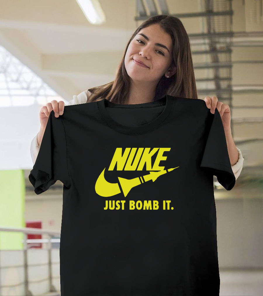 NUKE JUST BOMB IT Yellow Rocket T-Shirt