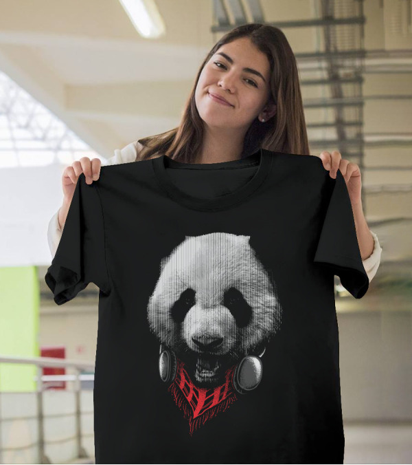 Panda Stylish Bandana Headphones T-Shirt
