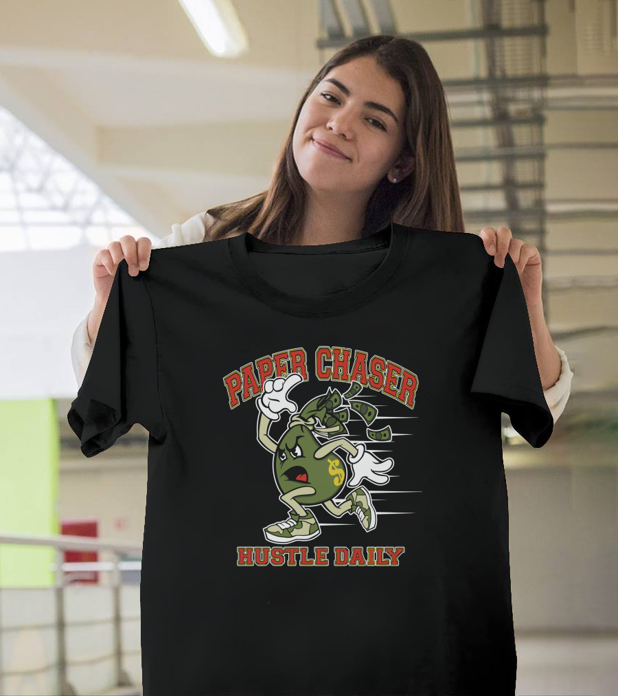 Paper Chaser Hustle Daily Racing Money Bag T-Shirt