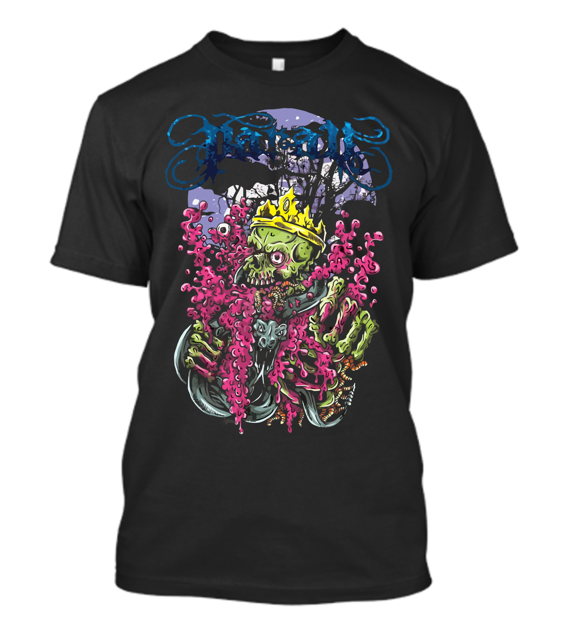 Parau Zombie King With Crown And Pink Tentacles T-Shirt