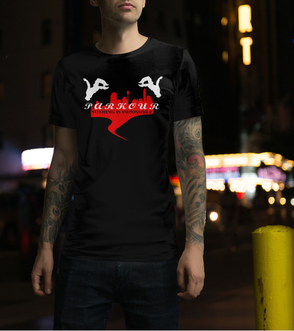 Parkour Nothing Is Impossible Freestyle City Skyline Jump T-Shirt