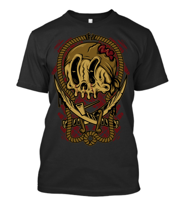 Pirate Skull With Crossed Swords And Rope Frame T-Shirt