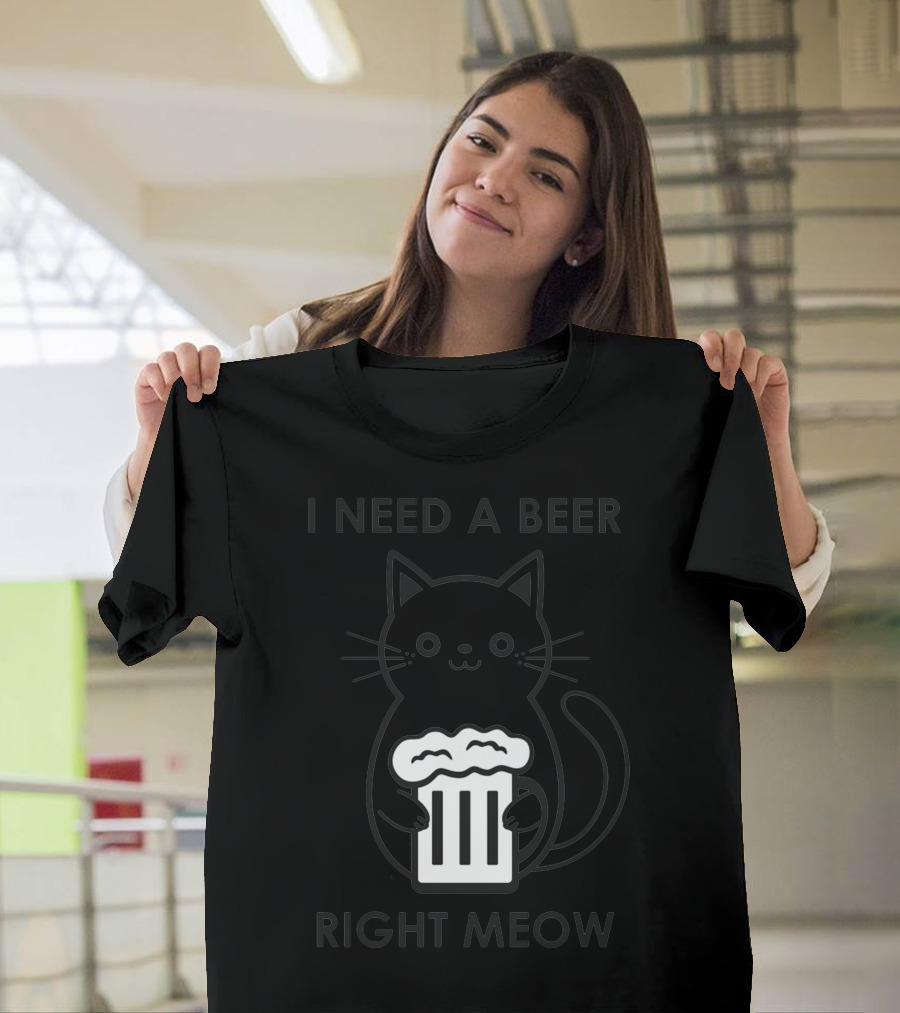 I Need A Beer Right Meow Cat T-Shirt