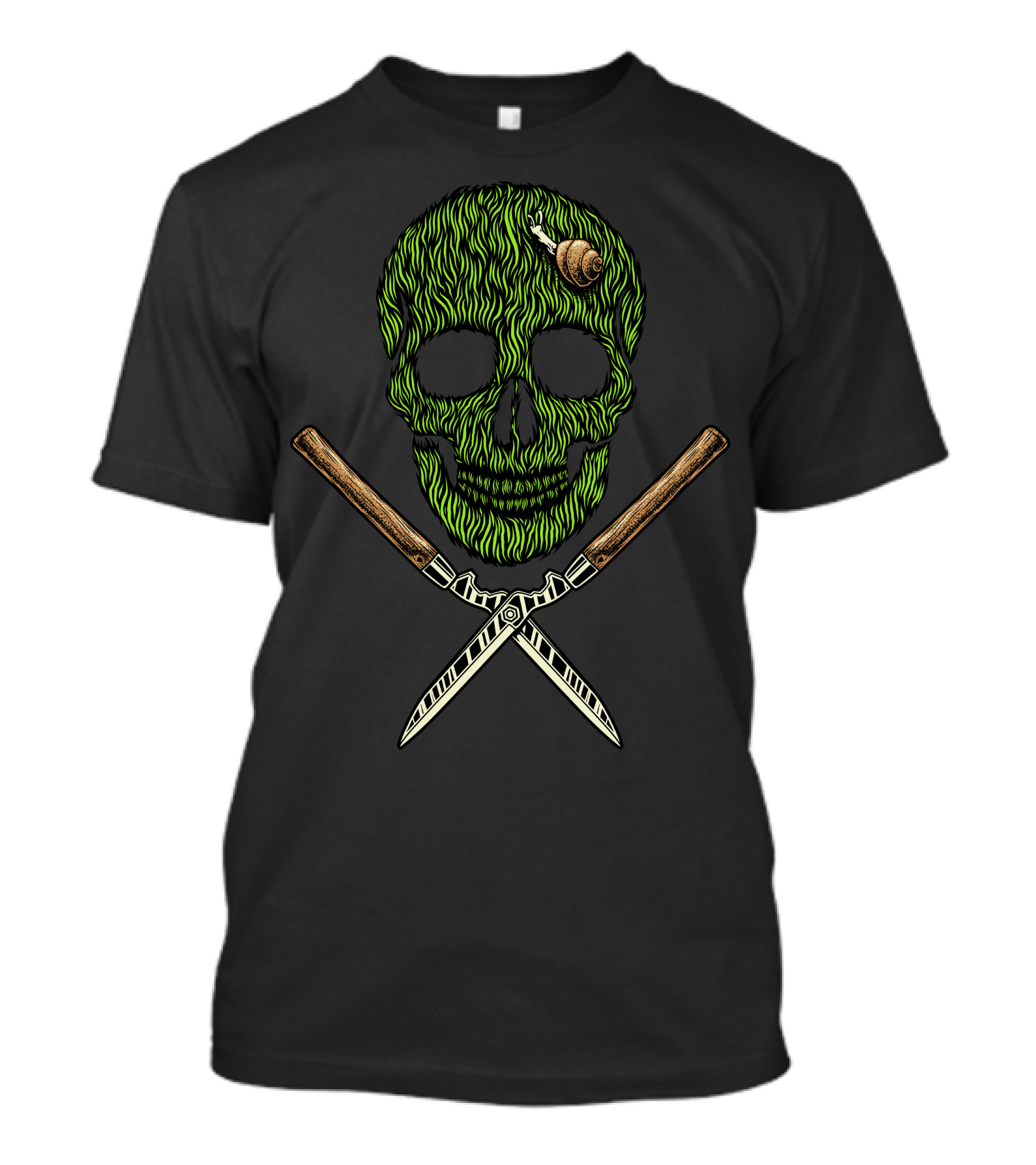 Skull Grass Snail Crossed Scythes T-Shirt