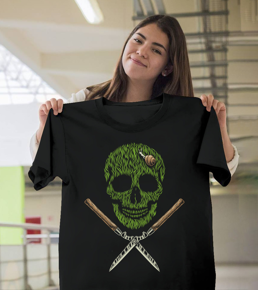 Skull Grass Snail Crossed Scythes T-Shirt