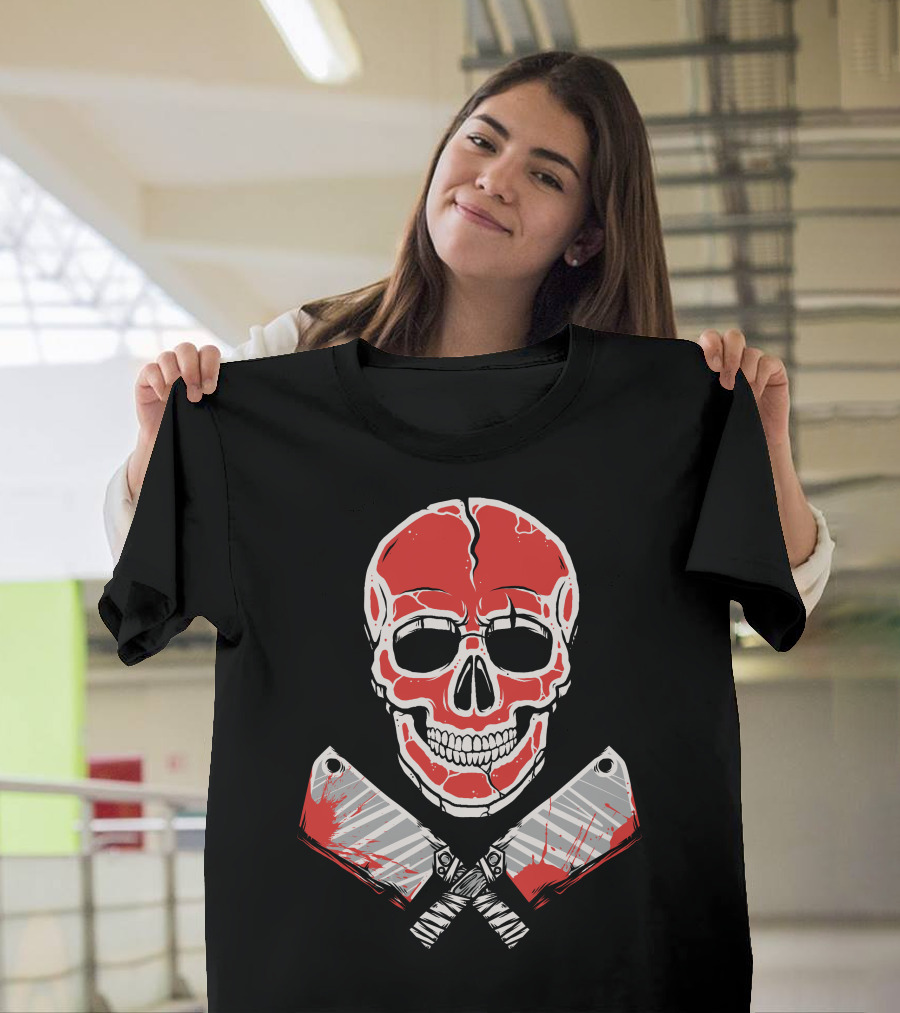 Skull Meat With Bloody Cleavers T-Shirt