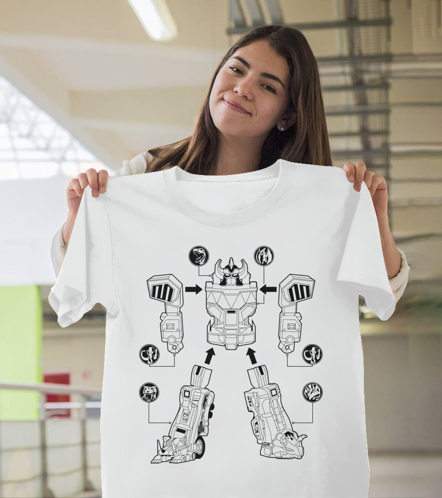 Power Rangers Assemble Megazord Formation Schematic T-Shirt