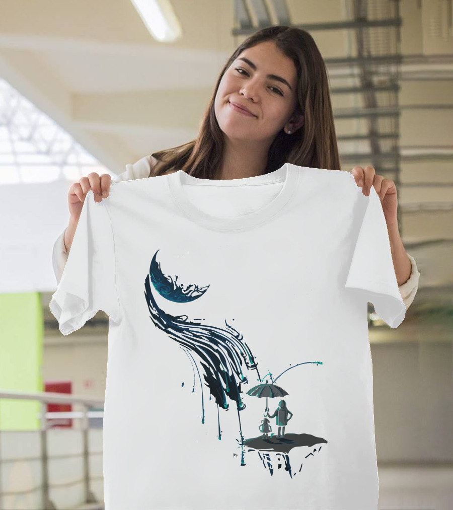 Chance Of Scattered Showers Umbrella Couple with Whimsical Rainy Sky T-Shirt