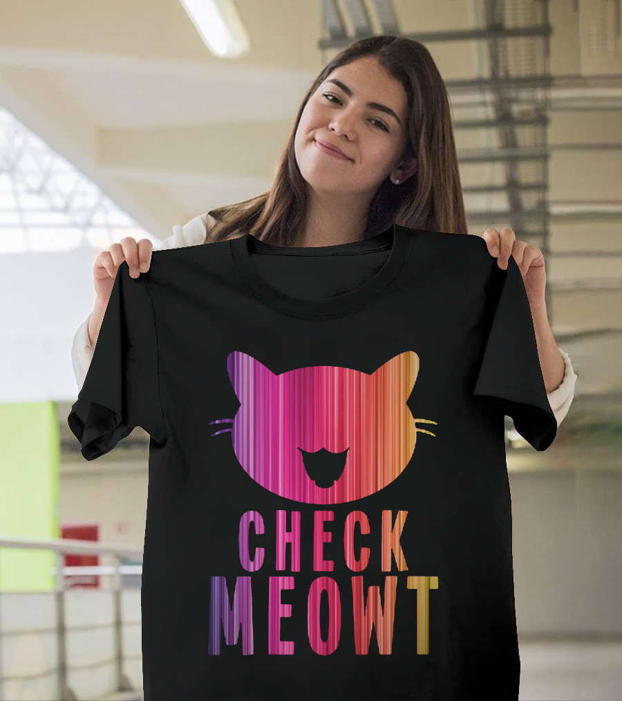 Check Meowt Cat Colorful Gradient T-Shirt