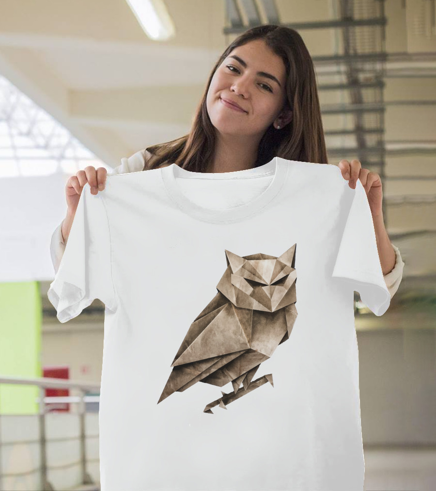 Owligami Origami Owl Brown Toned Origami T-Shirt