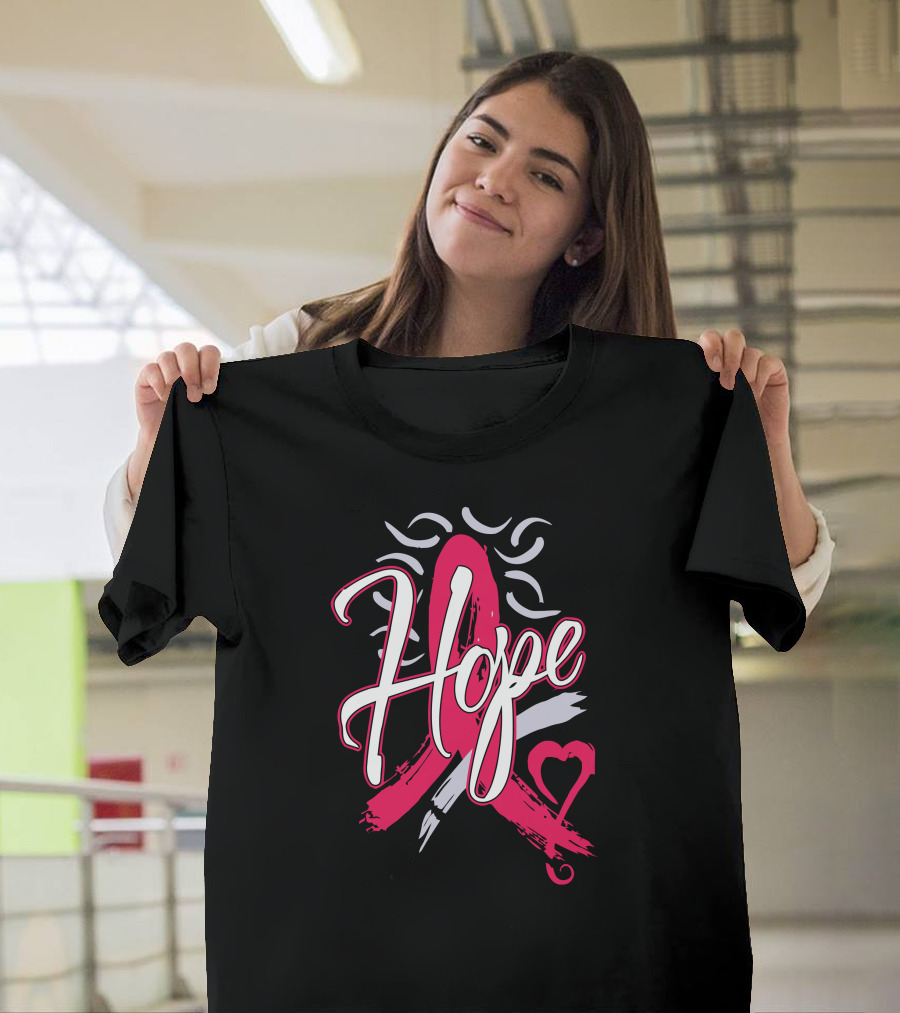 Hope Breast Cancer Awareness Ribbon Heart T-Shirt