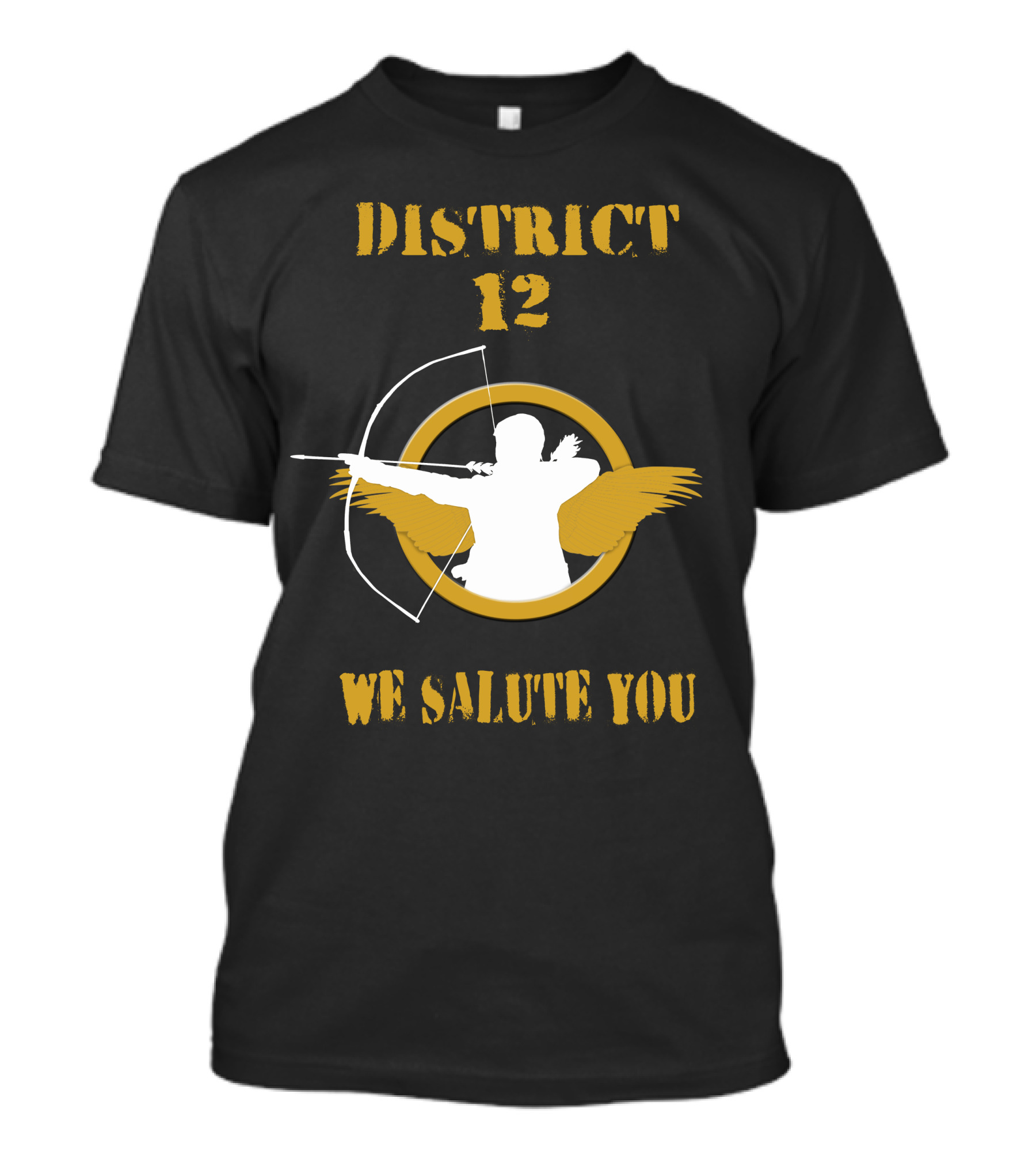 District 12 We Salute You Bow And Arrow Silhouette With Wings T-Shirt