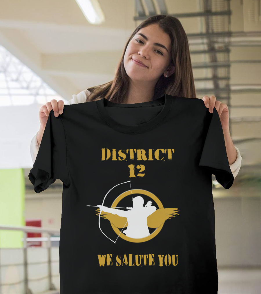 District 12 We Salute You Bow And Arrow Silhouette With Wings T-Shirt