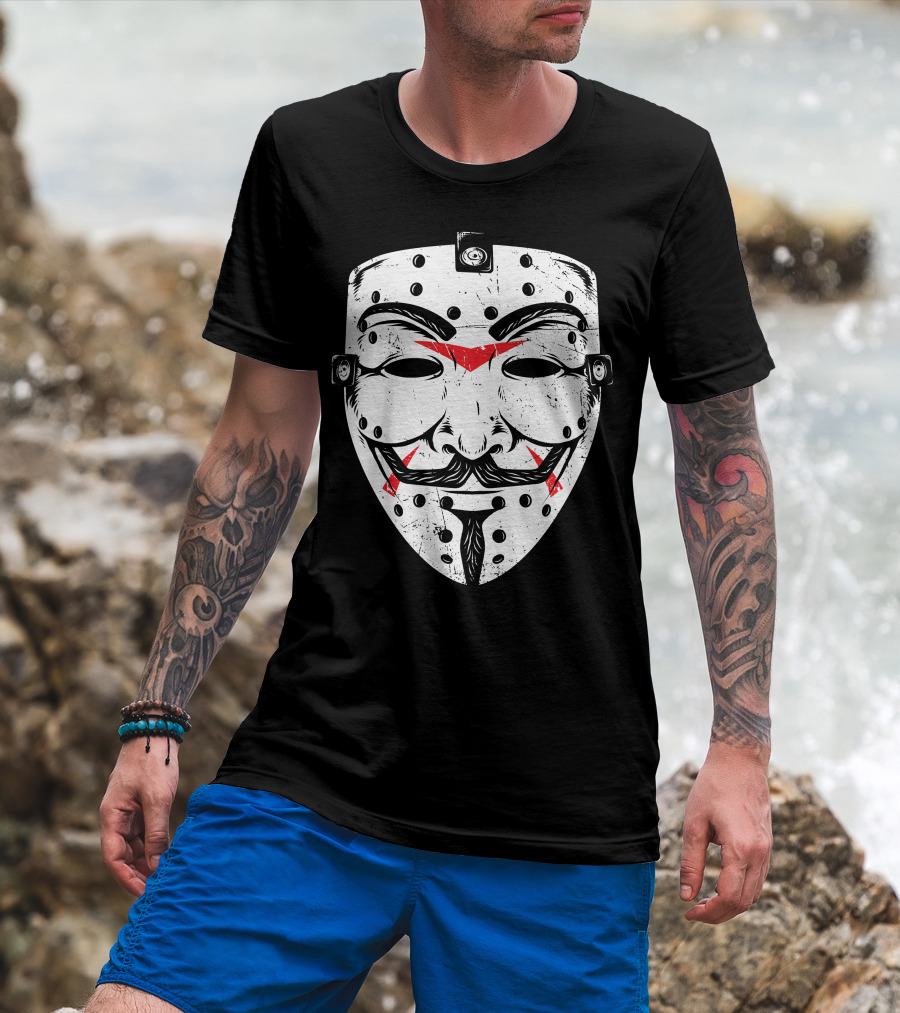 Friday Anonymous Hockey Mask V For Vendetta Crossover T-Shirt